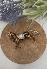 Elegant Enamel Horse Brooch
