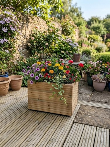 Wooden decking planter garden - wooden,