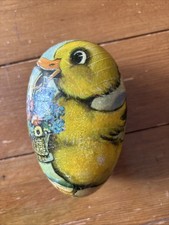 Vintage Easter Egg Box Duck Theme Cardboard Paper Lace Trim Made In West Germany