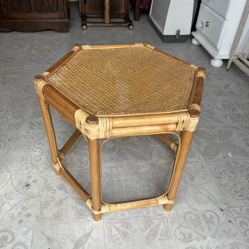 Vintage hexagon rattan side - vintage,