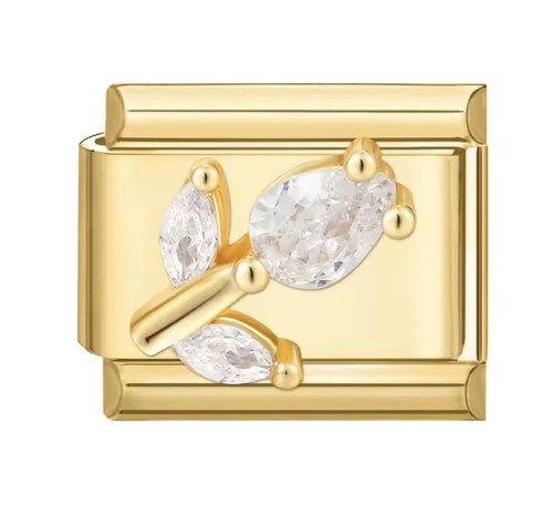 Italian charm gold crystal - italian,