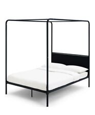 four poster double black metal bed with headboard 