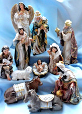 Set of 11 large Nativity figures. tallest 8"  (89342)