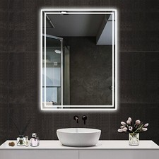 Bathroom LED Mirror With Demister Touch Sensor Illuminated Lights Anti-fog