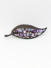 Vintage Leaf Brooch Purple