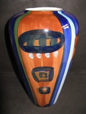 ABSTRACT HAND PAINTED MID CENTURY MODERN CERAMIC VASE