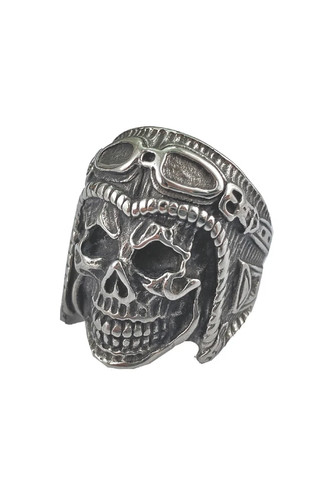 Vintage biker skull ring - biker,