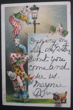 Vintage Comic CLOWN TROUPE CLOWNS GAS LAMP GASLIGHT CLOWN DOG UNDIVIDED BACK