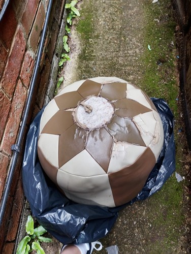 Damaged pouf soft - damaged, round