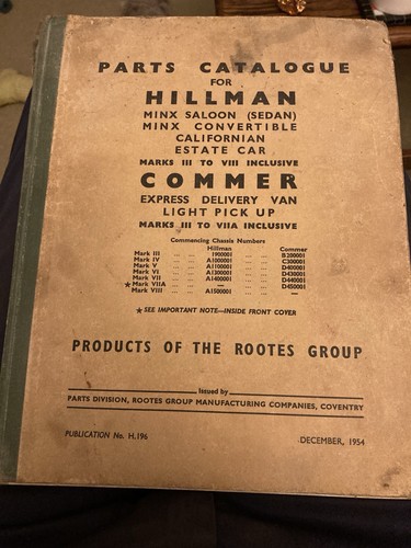 Hillman minx spare parts - hillman,