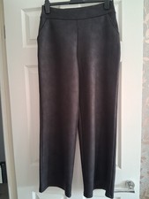 KIM & Co Shadow Pleather Straight Trousers Size M NEW Black
