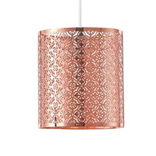 LIGHT / LAMP SHADE Modern Copper Drum Style Ceiling Pendant Laser Cut Metal