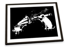 Banksy HMV Dog Black FRAMED ART PRINT Picture Poster Artwork