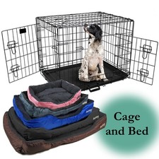 Dog Cage with Bed Metal Training Crate Puppy Pet Cat Carrier XS S M L XL XXL