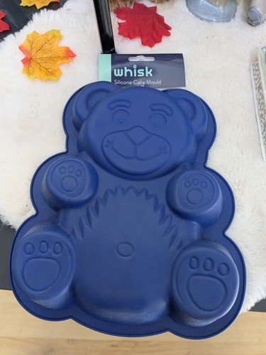 Blue teddy bear silicone cake - blue,