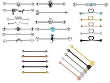 Industrial Scaffold Body Piercing Ear Bar Barbell Stainless Steel Choose Design