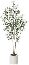 5FT Artificial Olive Tree FOR AUCTION White Pot Fake Tall Plant Indoor Outdoor