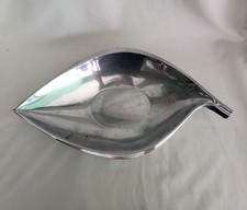 Vintage 1970s Chrome Plated Metal Leaf Fruit Serving Bowl 14.5"