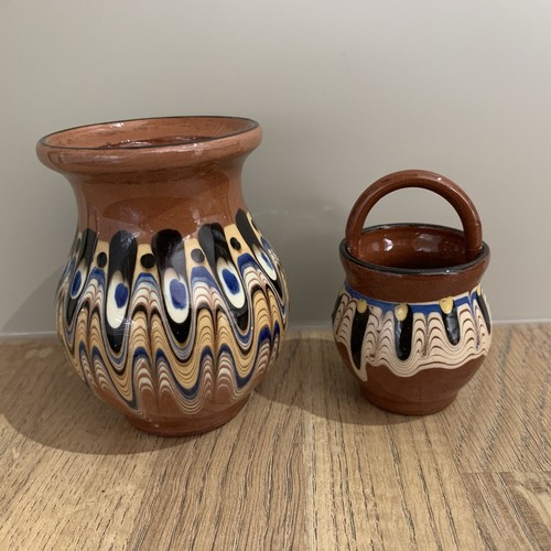 Folk art pottery vase - folk,