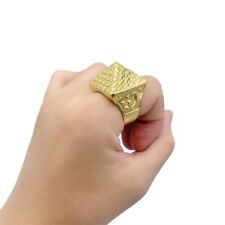 Chunky Gold Plated Pyramid Ring Heavy 14K Polished Unisex Cowboy Excellent Cut