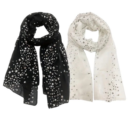 Silver stars scarf - stars, wrap