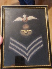 Framed Original WWII RAF Insignia Badges FLIGHT SERGEANT AIRCREW Vgc