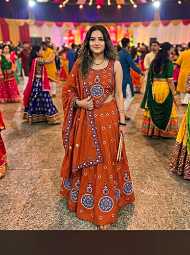 Women orange lengha - orange, 3pcs