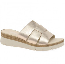 Gabor League Leather Gold Ladies Mule Sandals Size 6