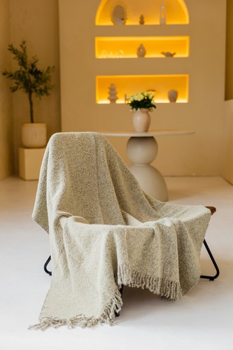 Merino wool bouclé blanket - wool,