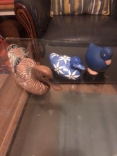 3 Lots Vintage Hand Painted Ceramic & Wooden  Adorable Ducks Pls See Photos/desc