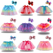 UK Girls Kids Bow Rainbow Tutu