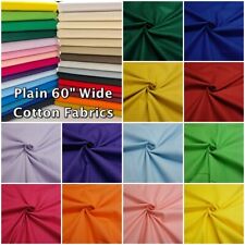 Plain Cotton Fabric Craft Dressmaking Material 60” Wide Multi-Use 50 Colours