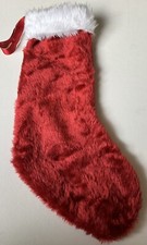 Christmas Stocking Luxury Red And White Faux Fur White Nylon Lining Handmade