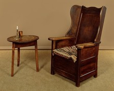 Antique Oak Armchair or Lambing Chair c.1810