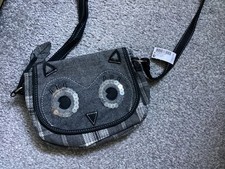 NEXT NEW LADIES WOMENS HANDBAG  BLACK TARTAN SHOULDER STRAP OWL FACE FLAP CLOSE