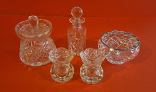 Job Lot Crystal Lidded Jar, Vases With Oil Bottle Vintage