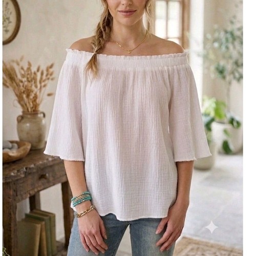 White boho off shoulder - white,