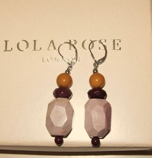 LOLA ROSE MOOKITE GEM LEVERBACK EARRINGS PIERCED DANGLY DROP STERLING SILVER QVC