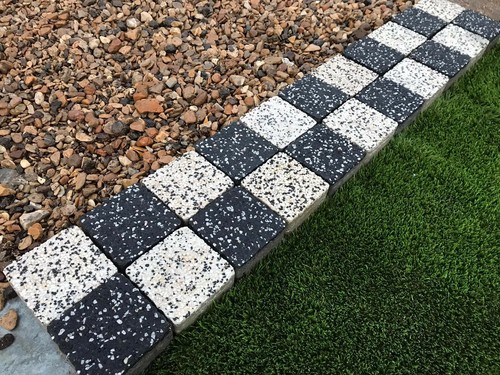 Checkered boarder slabs path - checkered,