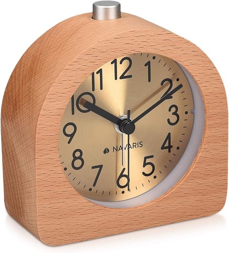 Wood analogue alarm clock - wood,