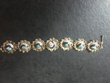 Vintage hand painted Persian enamel silvertone bracelet