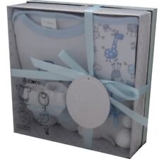 NEWBORN BABY BOY GIFT SET BOXED BLUE LAYETTE CLOTHES & TEDDY BOYS 0-3 MONTHS