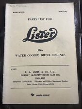 LISTER JW6 Water Cooled Diesel Parts List Brochure Hawker Siddeley