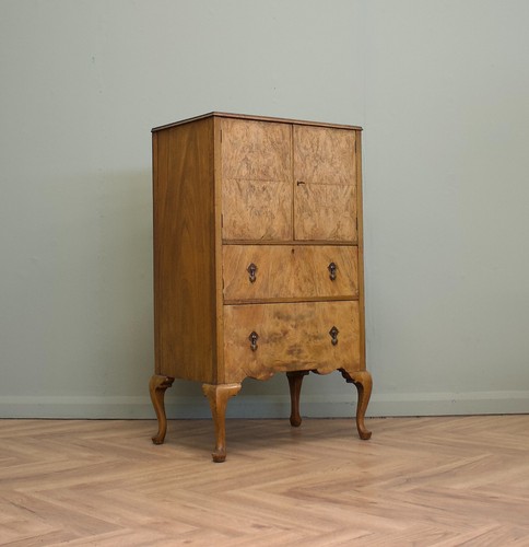 Art deco walnut tallboy linen - tallboy,