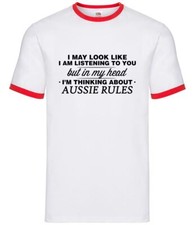 In My Head I'n Aussie Rules - Mens Ringer - Australian Football Footy Sport