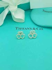Tiffany & Co. RARE Silver Limited Edition Trefoil Heart Clove Flower Earrings