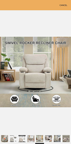 Heated massage fabric recliner - fabric,