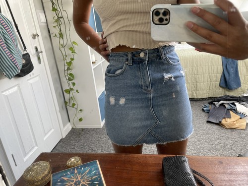 Blue denim skirt - denim,