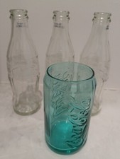 3 x Empty Coca Cola Empty Bottles & Drinking Glass Cup Zero Sugar 2020