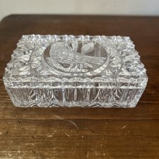 Hofbauer Byrd’s crystal Cigarette Box Lidded - Etched Top Bottom With Birds